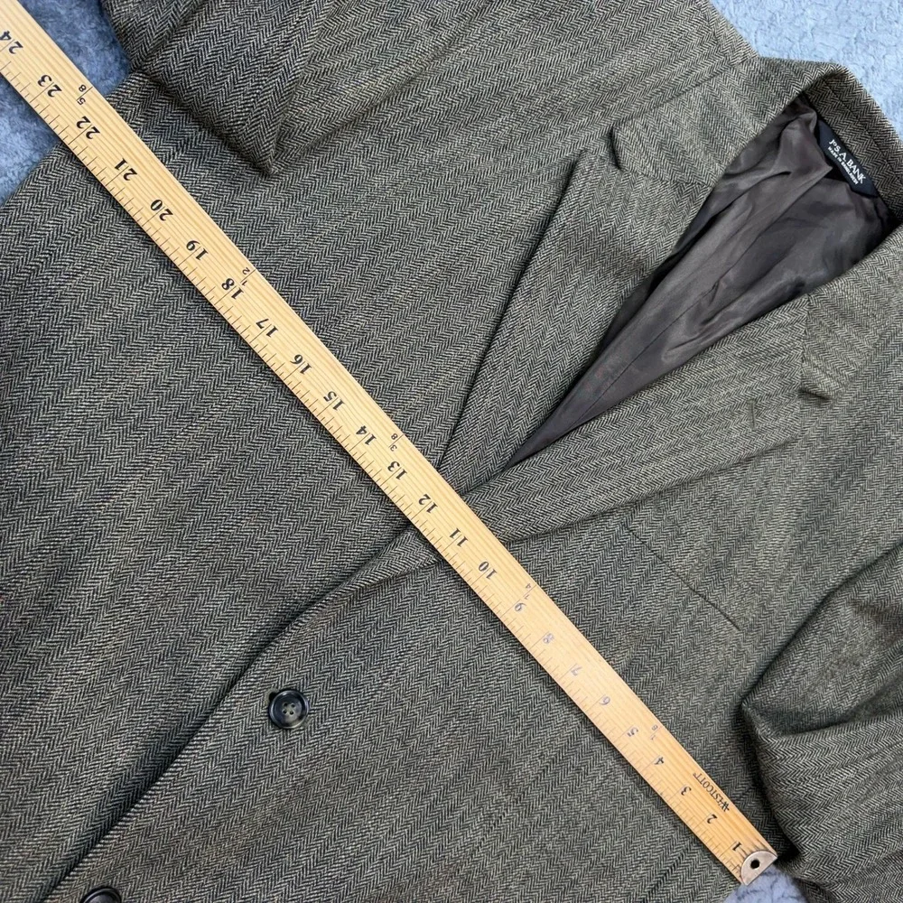 Jos A Bank Blazer Mens 46L Brown Herringbone Wool Two Button Sport Coat Long